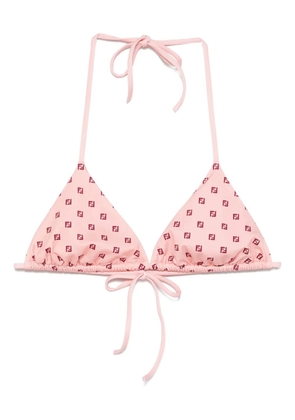 FENDI logo-print triangle bikini top - Pink