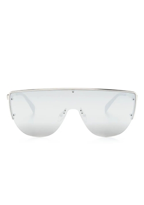Alexander McQueen Eyewear skull-stud shield-frame sunglasses - Silver