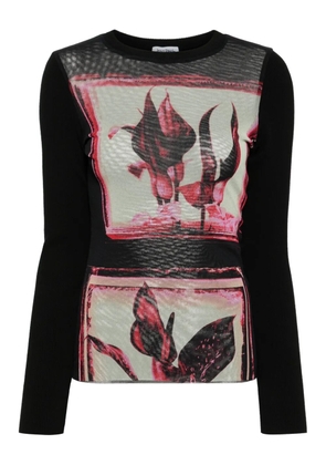 Jean Paul Gaultier floral-print jumper - Black