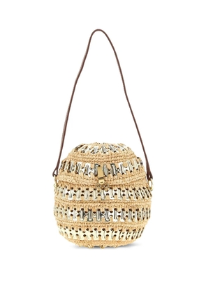 Rabanne 1969 metal-disc raffia ball handbag - Neutrals