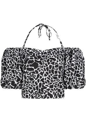 Karl Lagerfeld giraffe-print off-shoulder blouse - Black