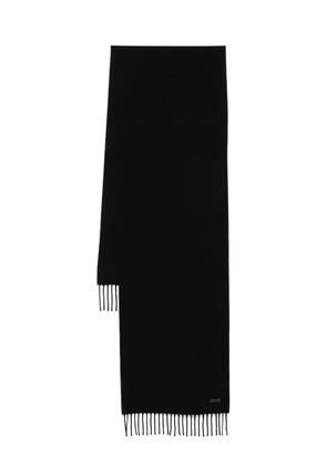 BOSS logo-patch fringed scarf - Black
