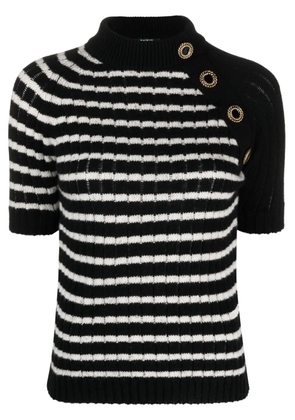Balmain striped cashmere-blend top - Black