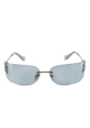 Miu Miu Eyewear logo-plaque rimless sunglasses - Blue