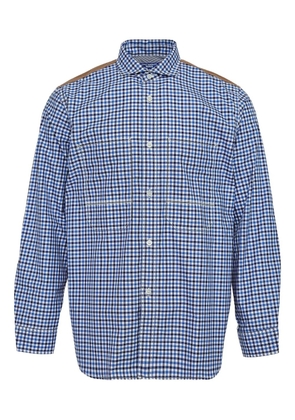 Junya Watanabe MAN check-patchwork flannel shirt - Blue