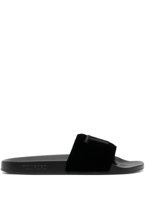 TOM FORD logo-embroidered velvet slides - Black