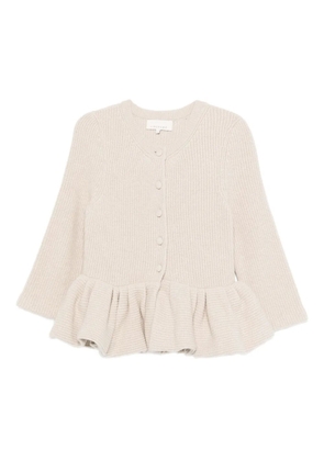 LIBEROWE peplum knitted cardigan - Neutrals