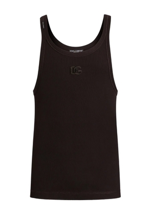 Dolce & Gabbana logo-embroidered ribbed tank top - Brown