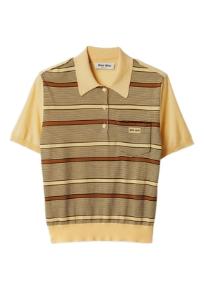 Miu Miu striped intarsia logo polo shirt - Yellow
