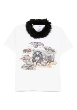 Doublet furry-collar T-shirt - White