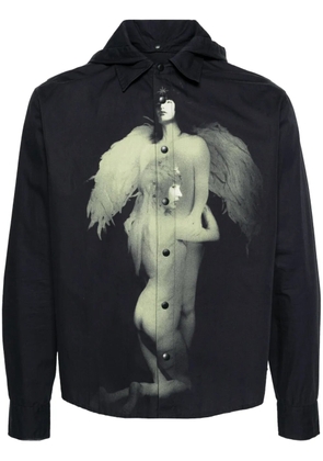 KUSIKOHC printed hooded shirt - Black