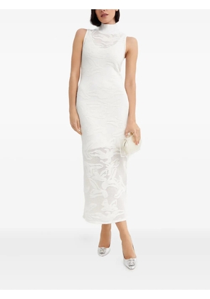 Hervé Léger open-knit high-neck midi dress - White