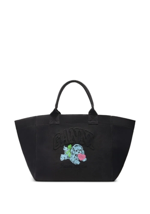 GANNI XXL logo-embellished canvas tote bag - Black
