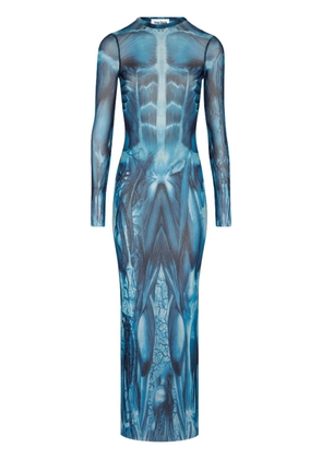 Jean Paul Gaultier Écorché-print dress - Blue