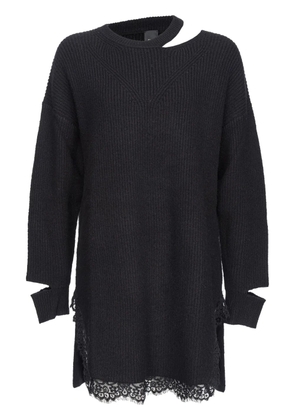 PINKO lace-trim cut-out knitted dress - Black