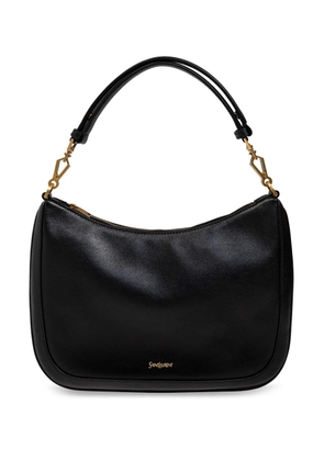 Saint Laurent logo-plaque leather tote bag - Black