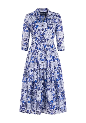 Samantha Sung Audrey elephant-print pleated midi dress - Blue