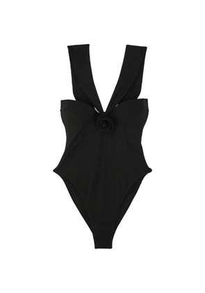 La Reveche floral-appliqué wide-strap swimsuit - Black