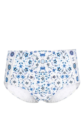 Tory Burch graphic-print high-waisted bikini bottoms - Neutrals