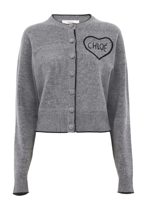 Chloé heart-appliqué cardigan - Grey