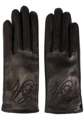 Emporio Armani logo-embroidered gloves - Black