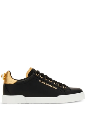 Dolce & Gabbana Portofino logo-tag leather sneakers - Black
