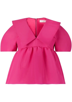Nina Ricci taffeta v-neck top - Pink