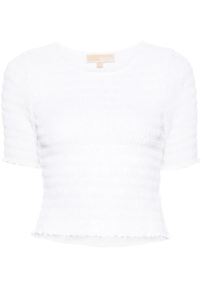 Michael Michael Kors ruffled-trim smocked T-shirt - White