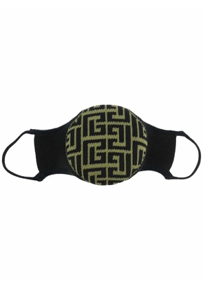Balmain knitted monogram-print face mask - Black
