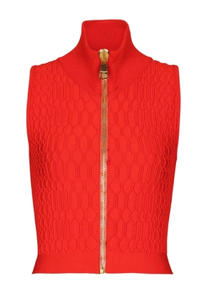 Balmain crocodile-knit top - Red