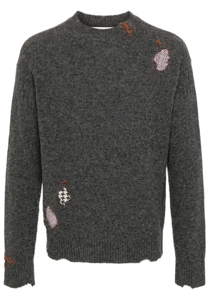 Marni Shetland ripped-detail jumper - Grey