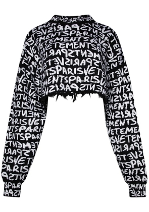 VETEMENTS Graffiti-logo intarsia-knit merino jumper - Black