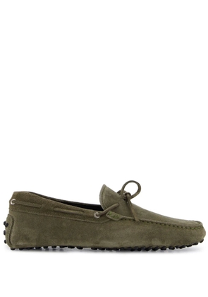 Aurélien bow-embellished suede driving shoes - Green