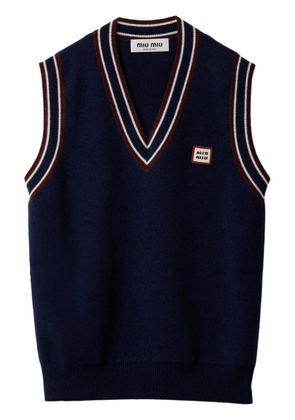 Miu Miu striped-trim knit vest - Blue