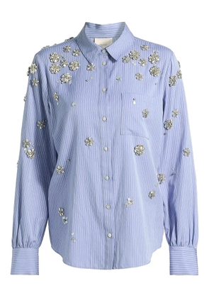 Cinq A Sept Lola striped flower-embellished shirt - Blue