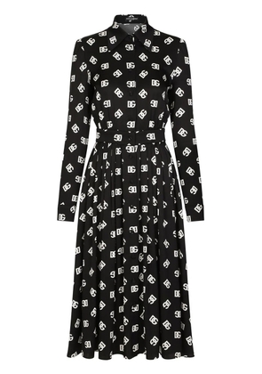 Dolce & Gabbana logo-print belted midi dress - Black