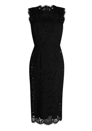 Dolce & Gabbana lace-overlay fitted sleeveless dress - Black