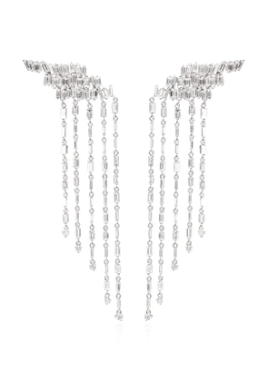 Suzanne Kalan 18kt white gold Fireworks diamond fringe drop earrings - Silver