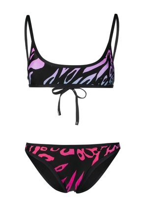 The Attico gradient animal print bikini - Black