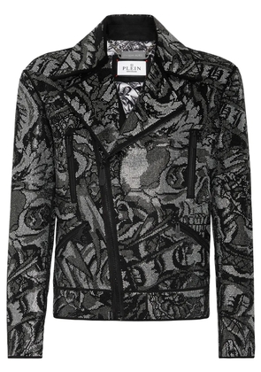 Philipp Plein tattoo-print biker jacket - Black
