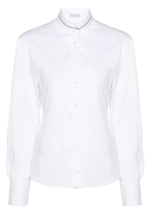 Brunello Cucinelli Monili-detail poplin shirt - White