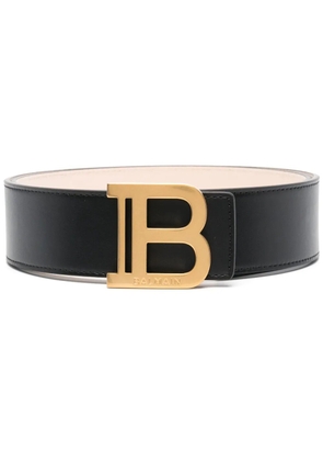 Balmain logo-plaque leather belt - Black