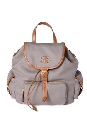 Miu Miu leather-trimmed flap backpack - Grey