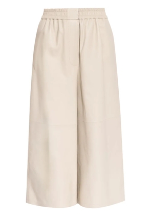 LOEWE cropped leather trousers - Neutrals