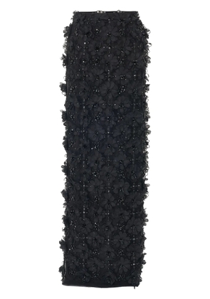 Carolina Herrera embroidered tulle column skirt - Black