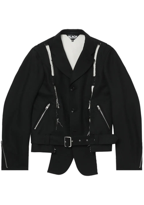 Black Comme Des Garçons cut-out detailed biker jacket