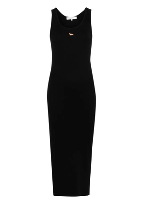 Maison Kitsuné fox-motif ribbed midi dress - Black
