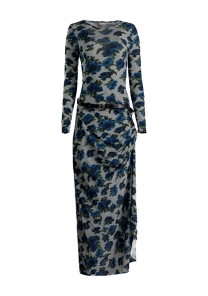 Coperni floral belted midi dress - Blue