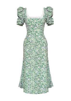 POST MERIDIEM godet-gilhouette square-neck midi dress - Green
