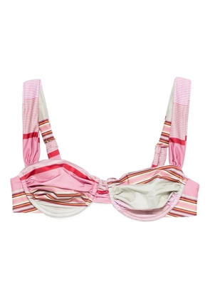 Faithfull the Brand Sol striped ruched bikini top - Pink